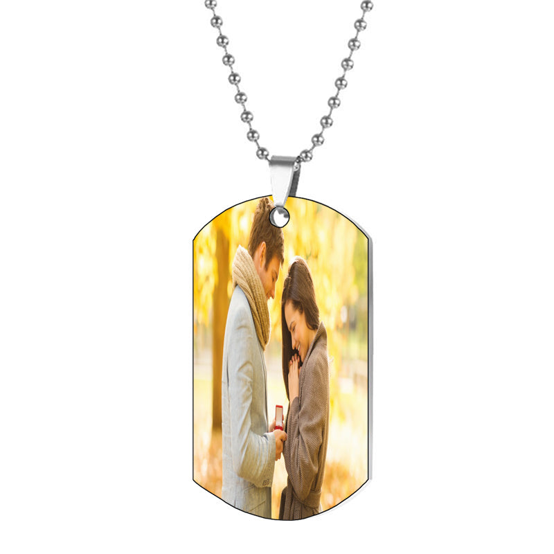 Customize Double Sided Sterling Silver With CZ UV Photo Pendant, memorial photo necklace