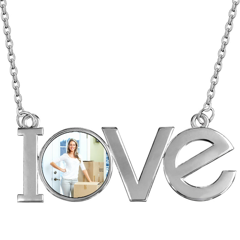 Projection Photo Necklace for Men,Personalized Picture Necklace, Photo inside,Men Memorial Gift for Dad, Boyfriend, Christmas Gift for Him