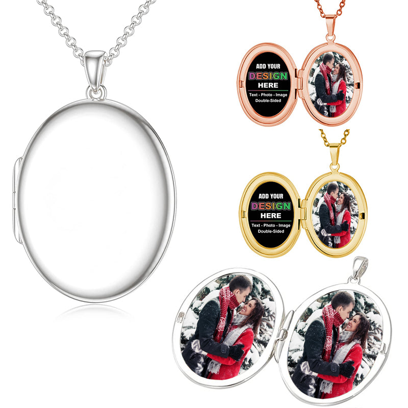 Heart Locket Necklace: Personalized Photo, Waterproof Jewelry