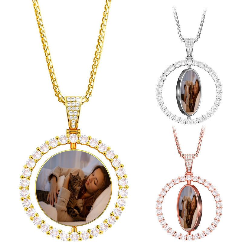 Photo Projection Necklace, Rose Flower Projection Necklace, Trendy Best Friend Gift, Personalized Picture Inside Pendant, Custom Pet Photo