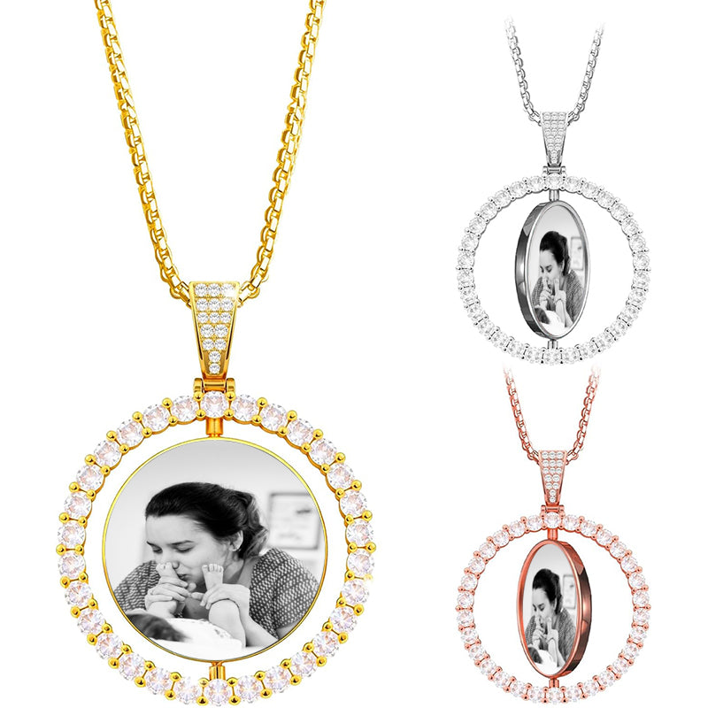 Cross Projection Necklace, Custom Cross Projection Necklace With Photo Inside, Personalized Necklace, Memorial Gift, Family Photo Necklace,