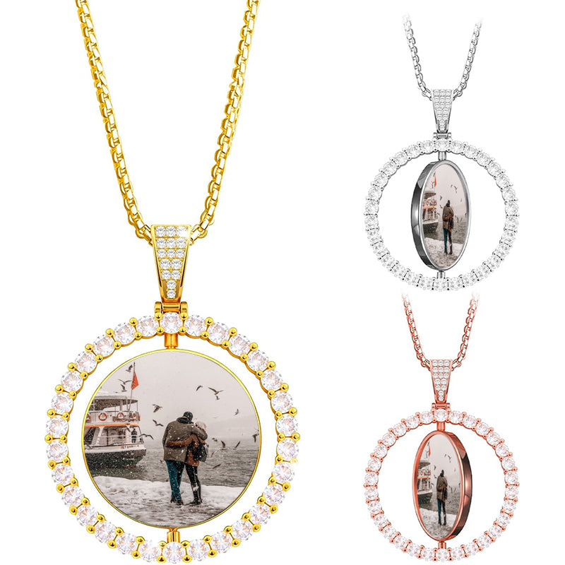 Personalized Photo Necklace with Birthstone, Customized Memorial Photo Pendant, Photo Projection Necklace, Birthday Gifts, Christmas Gift